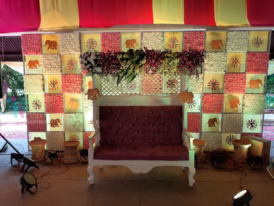 Carnation Flower Pasting with Checks Backdrop -Decorations 